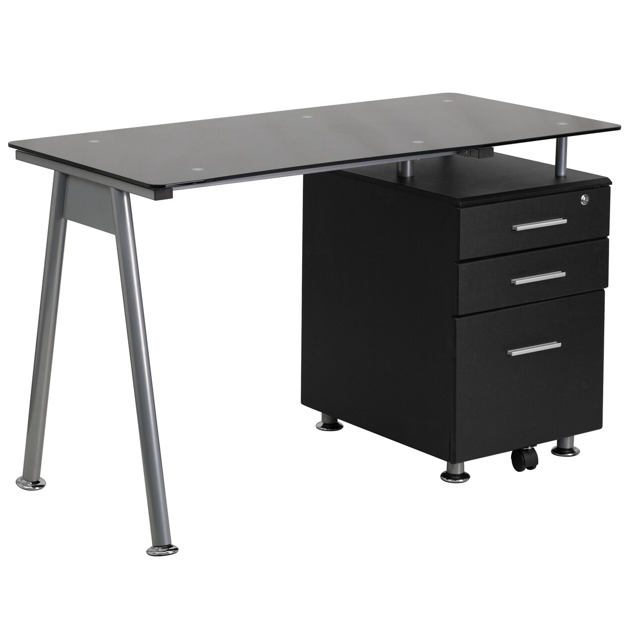 Flash Furniture 47.25" Black Contemporary Computer Desk with Three Drawer Pedestal